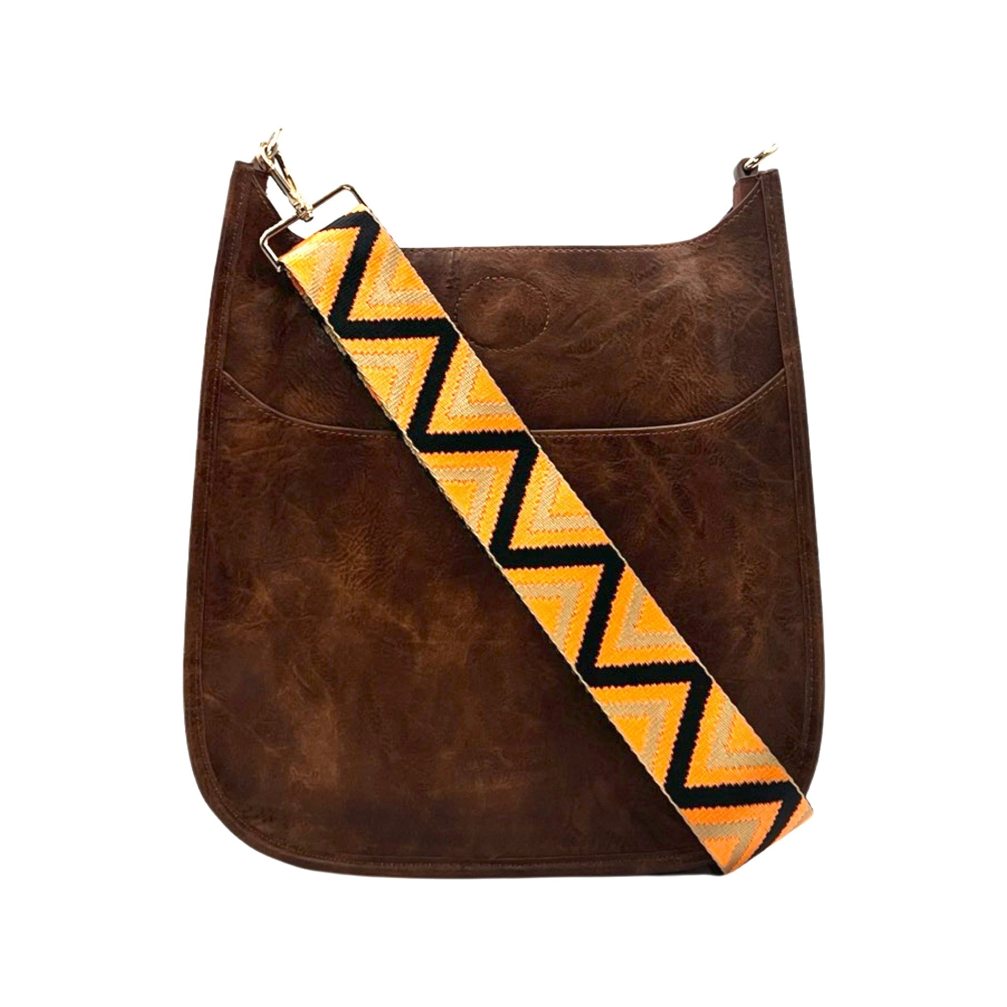 AHDORNED-Coffee Vegan Messenger | Orange Zig Zag Strap-Pink Dot Styles