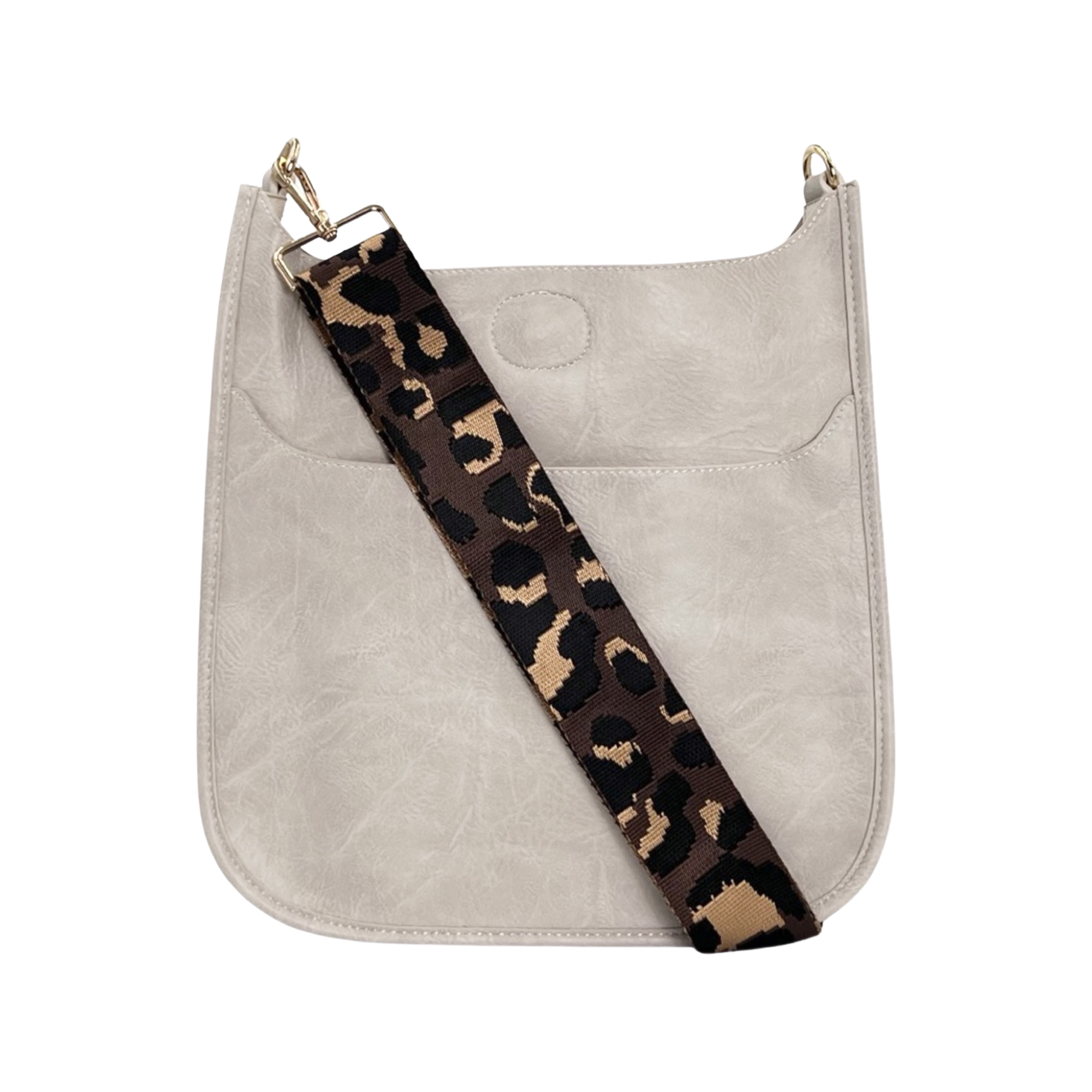 AHDORNED-Cream Vegan Messenger | Coffee-Camel Leopard Strap-Pink Dot Styles