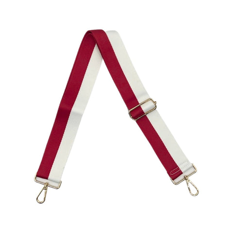 AHDORNED-Crimson-White | Two Stripe Crossbody Strap-Pink Dot Styles