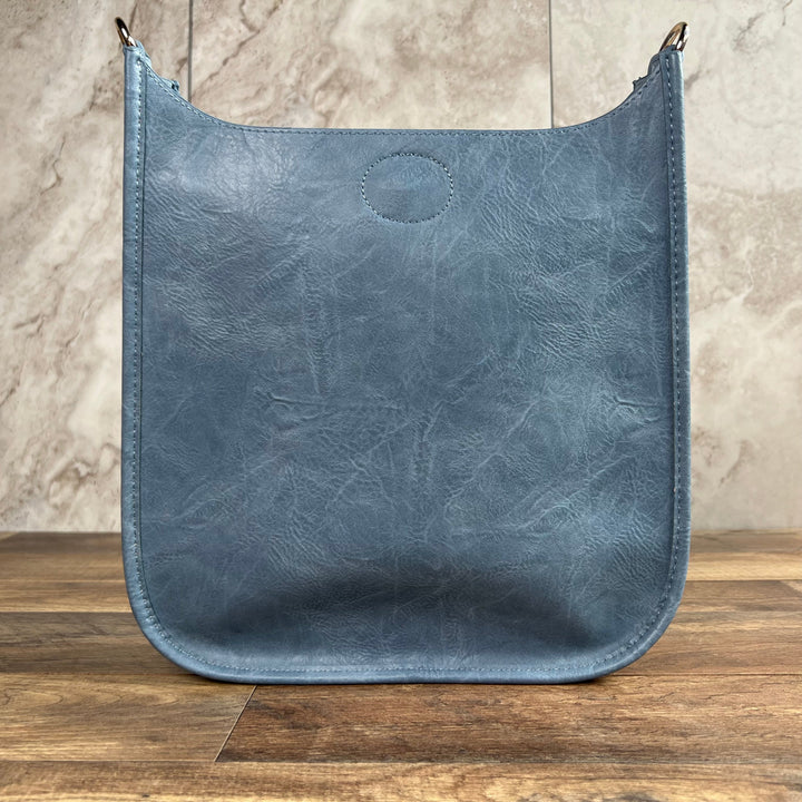 AHDORNED-Denim Blue Vegan Messenger | NO STRAP-Pink Dot Styles