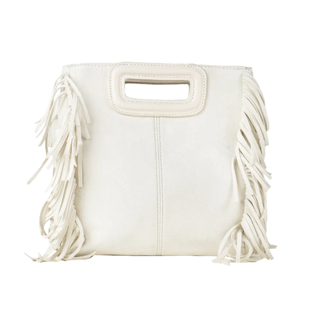 AHDORNED-Drew Creme | Small Fringe Microsuede Handbag-Pink Dot Styles