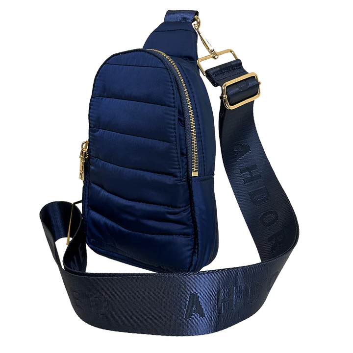 Eliza Navy | Quilted Puffer Sling Bag-Accessories > Handbags > Sling Bags-Pink Dot Styles