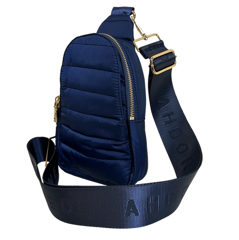 Eliza Navy | Quilted Puffer Sling Bag-Accessories > Handbags > Sling Bags-Pink Dot Styles