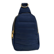 Eliza Navy | Quilted Puffer Sling Bag-Accessories > Handbags > Sling Bags-Pink Dot Styles