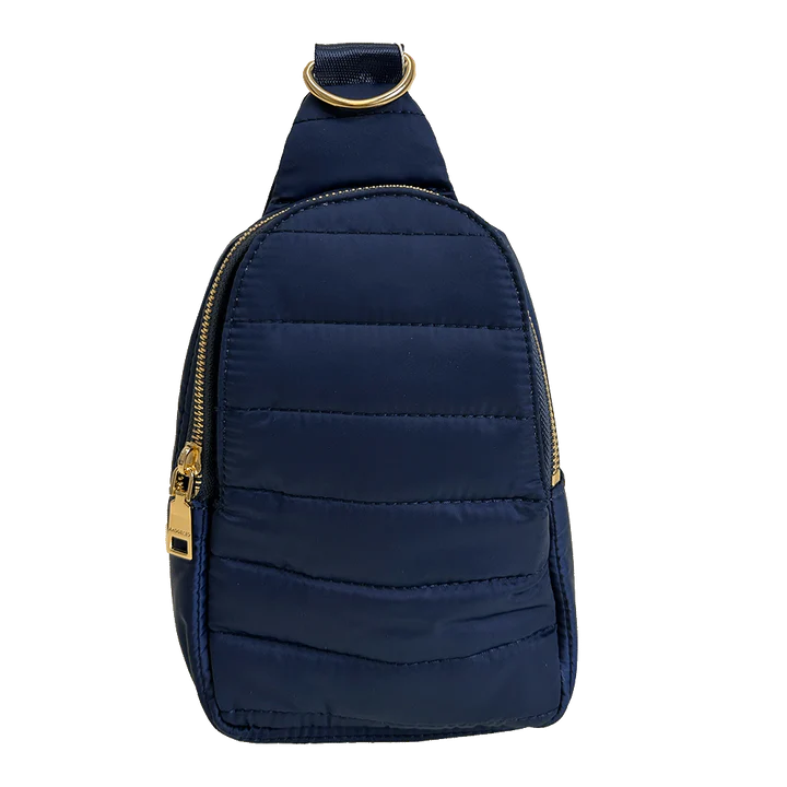 Eliza Navy | Quilted Puffer Sling Bag-Accessories > Handbags > Sling Bags-Pink Dot Styles