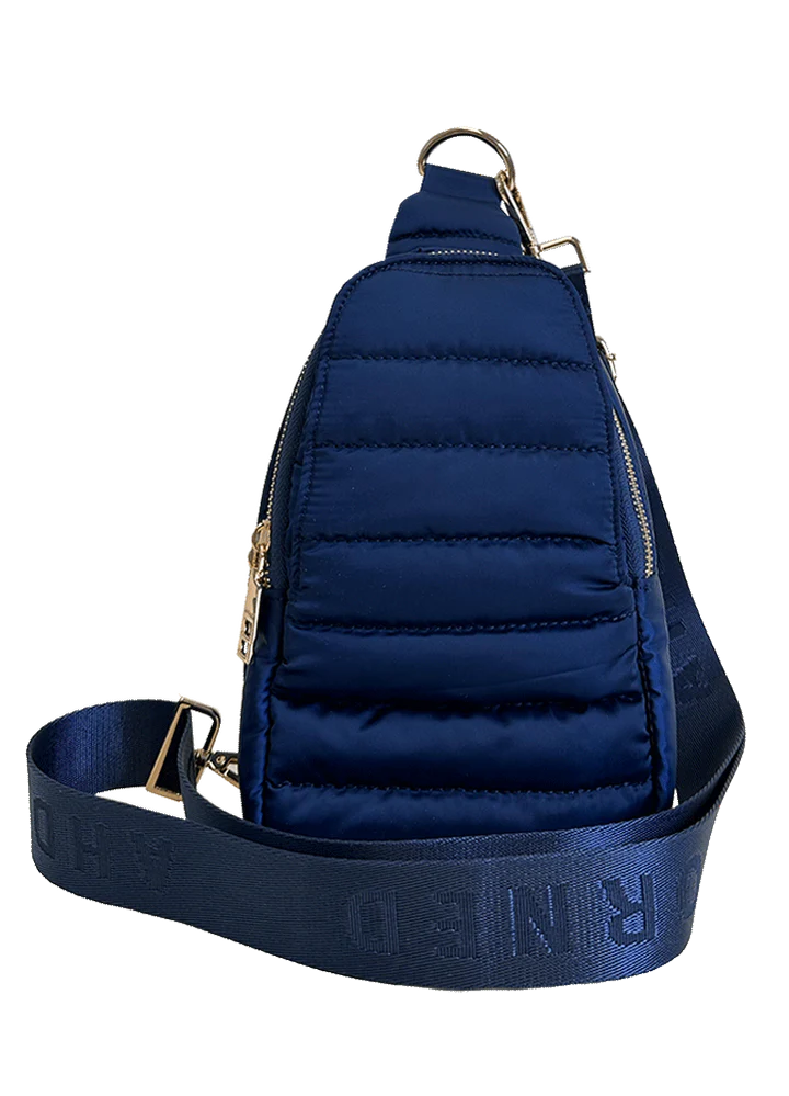 Eliza Navy | Quilted Puffer Sling Bag-Accessories > Handbags > Sling Bags-Pink Dot Styles