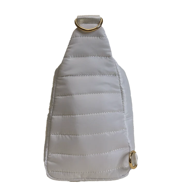 AHDORNED White Puffer Quilted Over the Shoulder Puffer Sling Bag