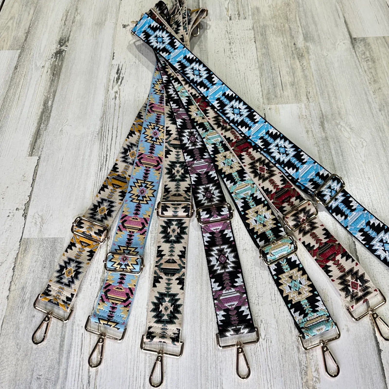 Ahdorned Embroidered Tribal Interchangeable Crossbody Guitar Strap Pink Dot Styles