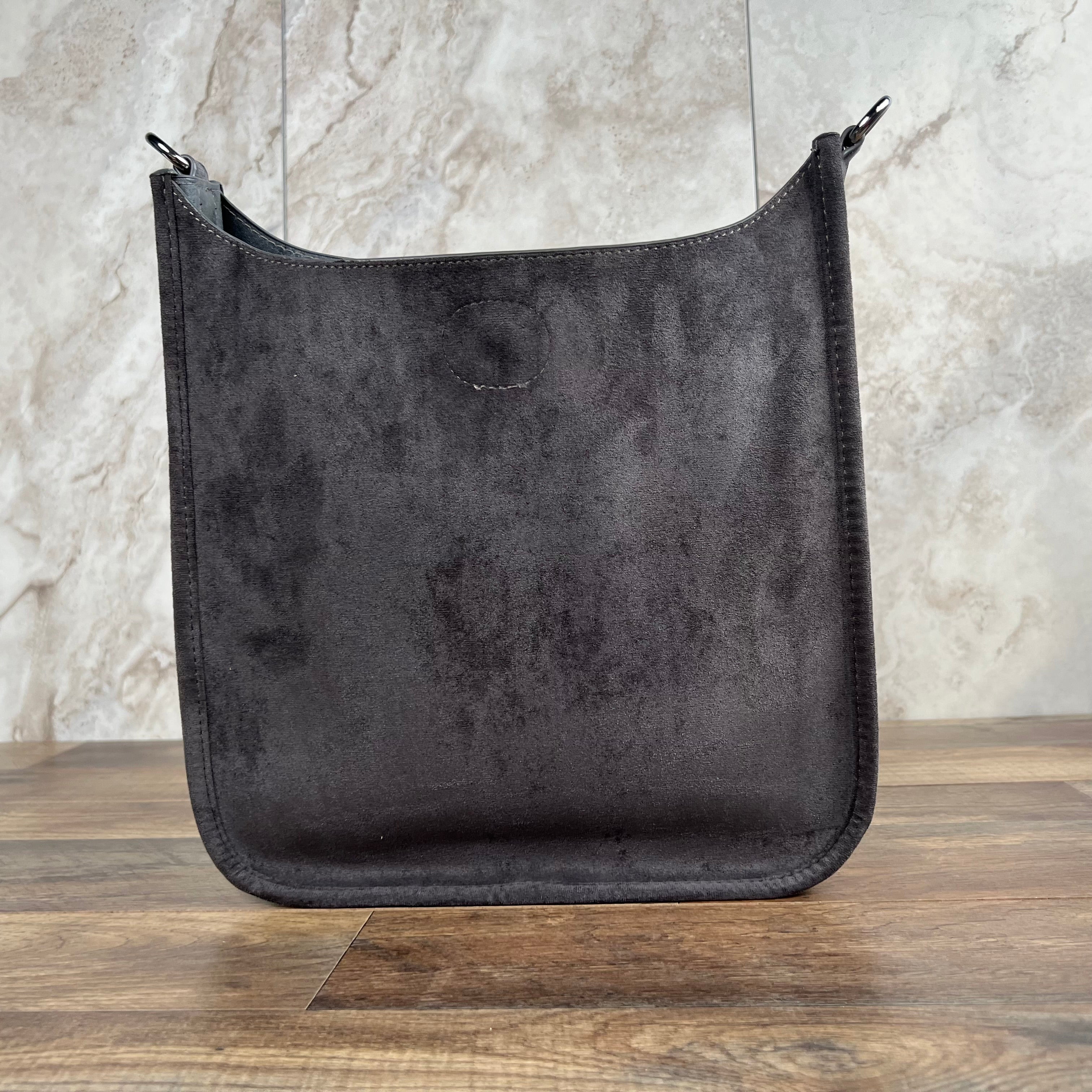 Ahdorned Large Grey Vegan Suede Crossbody Messenger Bag