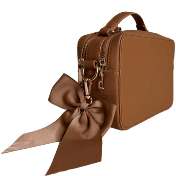 AHDORNED Joanne Camel Textured Vegan Leather Handbag with 3