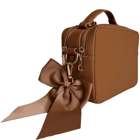 AHDORNED-Joanne Camel | Textured Vegan Leather Handbag-Pink Dot Styles