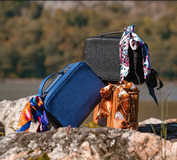 Navy blue leather handbag sale online