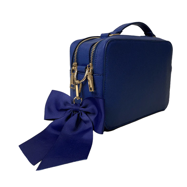 Navy blue leather handbag sale online