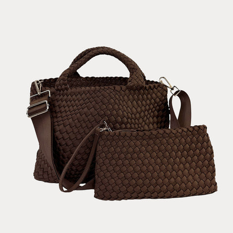 AHDORNED-Lilly Chocolate | Woven Neoprene Tote-Pink Dot Styles