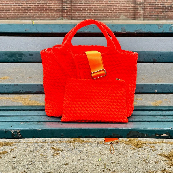 Lilly Neon Orange Woven Neoprene Tote