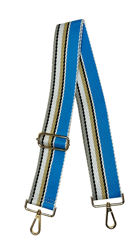AHDORNED-Lt Blue | Multi Stripe Web Crossbody Strap-Pink Dot Styles