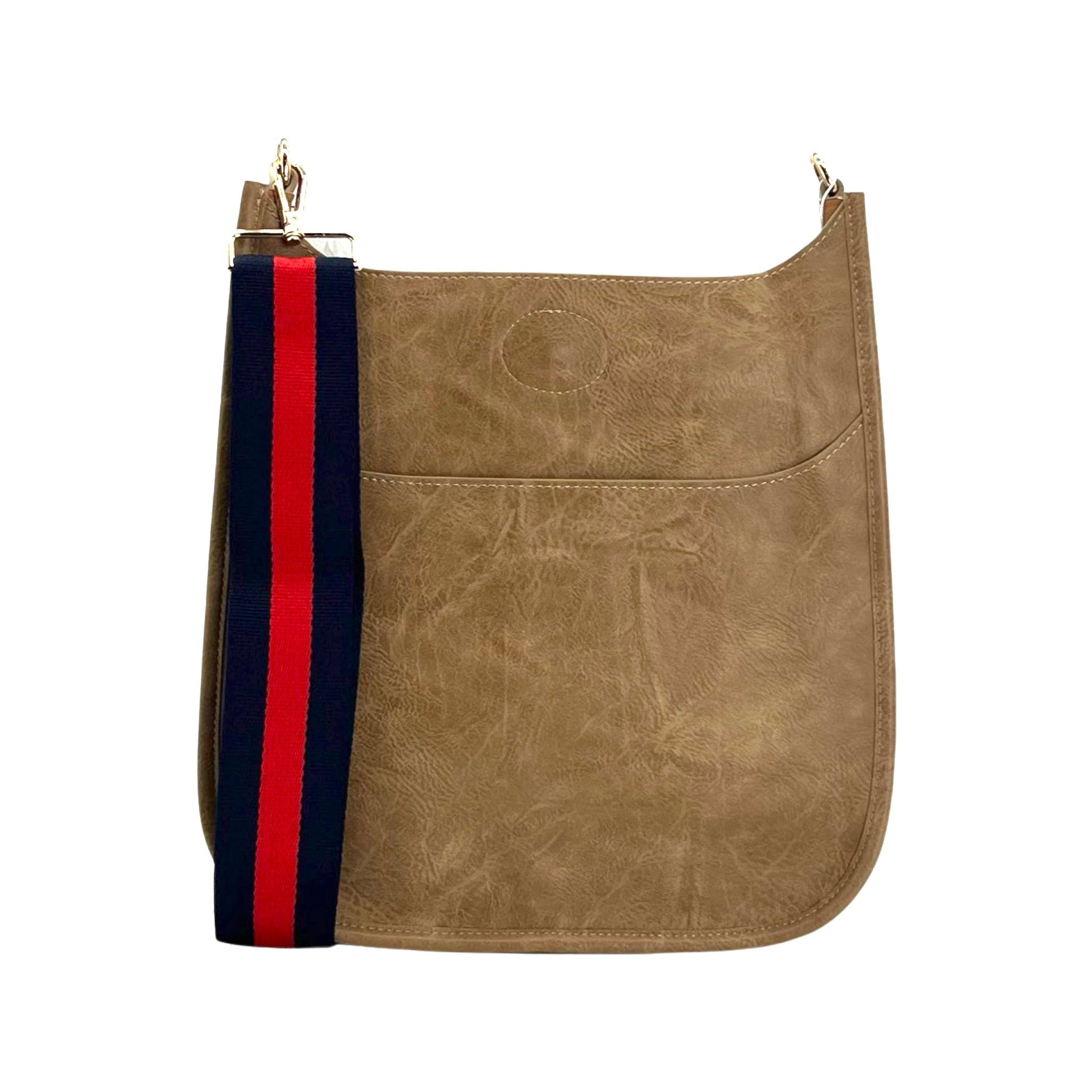 AHDORNED-Mushroom Vegan Messenger + Navy-Red Striped Strap-Pink Dot Styles