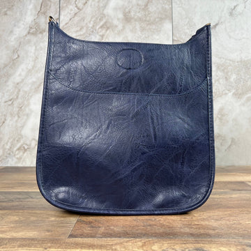 Faux Leather Navy Blue with detail Brown straps purse shoulder bag