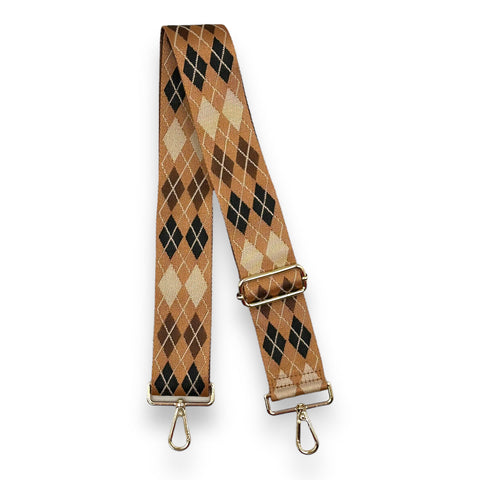 AHDORNED-Camel-Cream | Argyle Crossbody Strap-Pink Dot Styles
