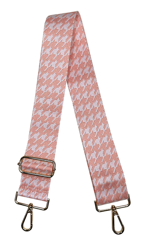 AHDORNED-Peach-White | Houndstooth Crossbody Strap-Pink Dot Styles