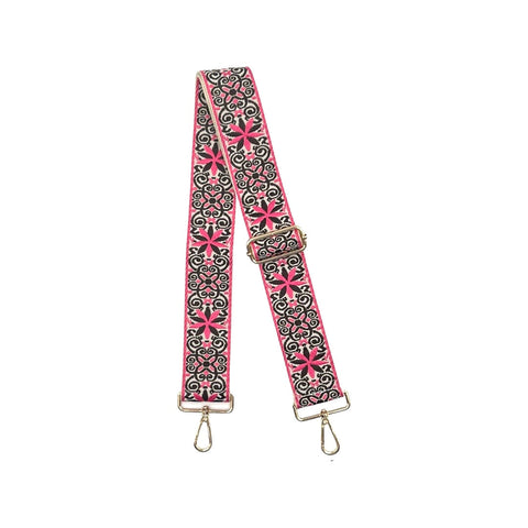 AHDORNED-Pink-Brown | Embroidered Petal Crossbody Strap-Pink Dot Styles
