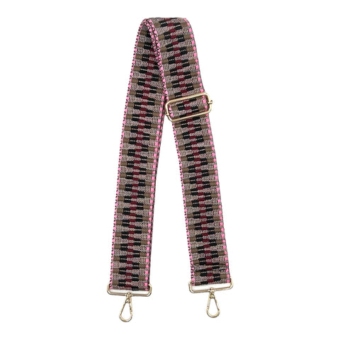 AHDORNED-Pink-Burgundy | Embroidered Zig Zag Crossbody Strap-Pink Dot Styles