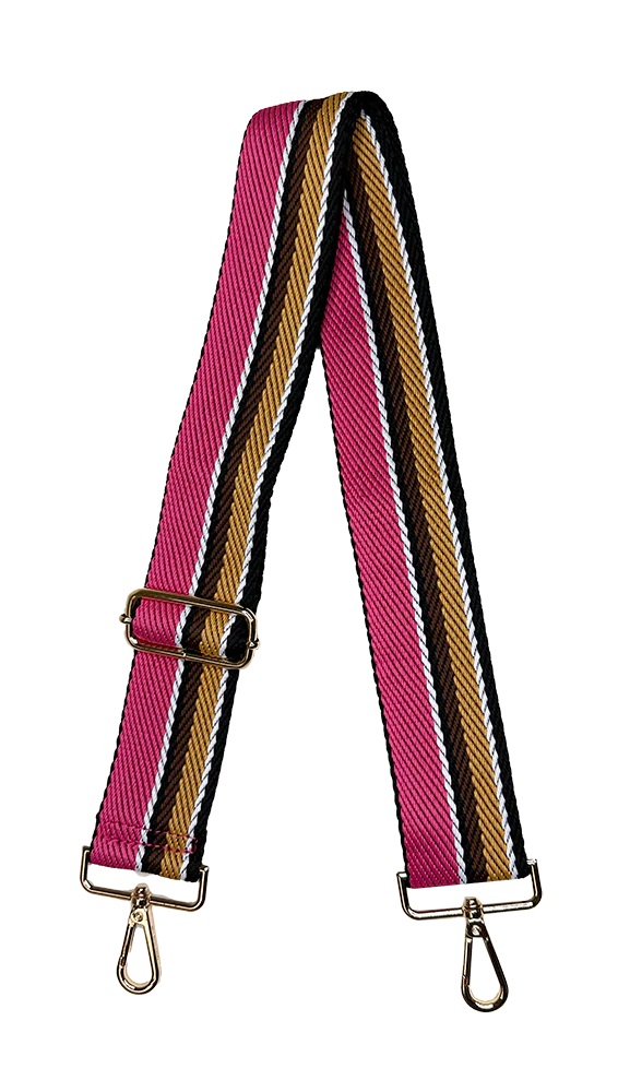 AHDORNED-Pink | Multi Stripe Web Crossbody Strap-Pink Dot Styles