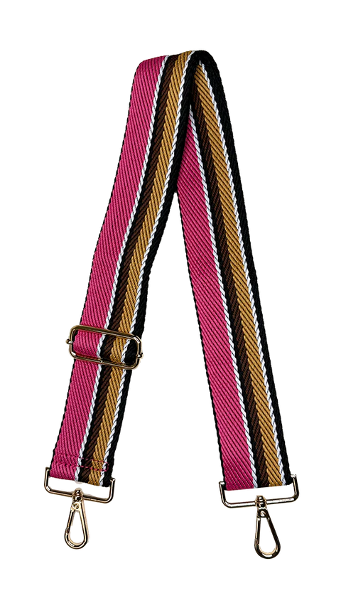 AHDORNED-Pink | Multi Stripe Web Crossbody Strap-Pink Dot Styles