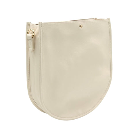 AHDORNED-"U" Shape Messenger | Cream Pebbled Vegan Leather Bag + Braided Strap (Final Sale)-Pink Dot Styles