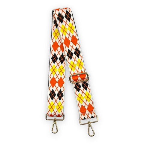 AHDORNED-White-Orange | Argyle Crossbody Strap-Pink Dot Styles