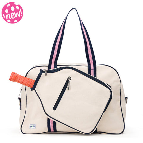 Hamptons | Canvas Pickleball Bag (Pinkberry)-Accessories > Bags > Pickleball Bags-Pink Dot Styles