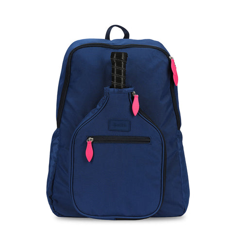 Ame & Lulu-Pickleball Nylon Backpack | Nylon Navy-Pink Dot Styles
