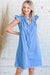 AND THE WHY-Chambray Smocked Shoulder Baby Doll Dress-Pink Dot Styles