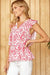 Hot Pink Flutter Sleeve Blouse-Apparel > Womens > Tops > Shirts-Pink Dot Styles