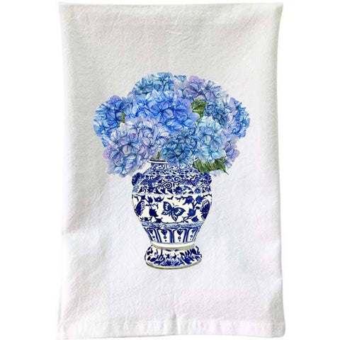 B McVan Designs-Blue & White - Blue Hydrangeas Flour Sack Towel-Pink Dot Styles