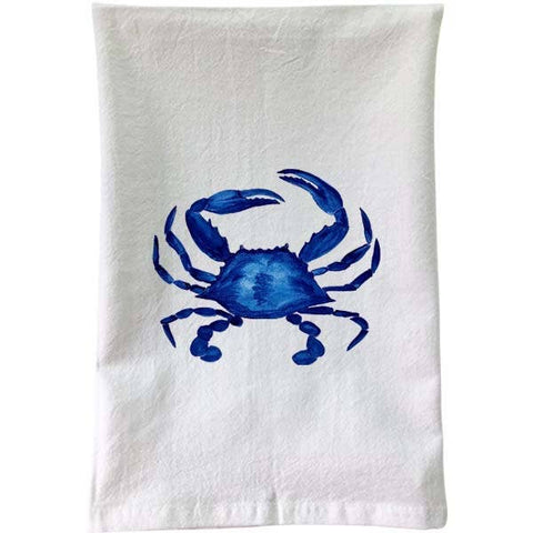 B McVan Designs-Navy Blue Crab Flour Sack Towel-Pink Dot Styles