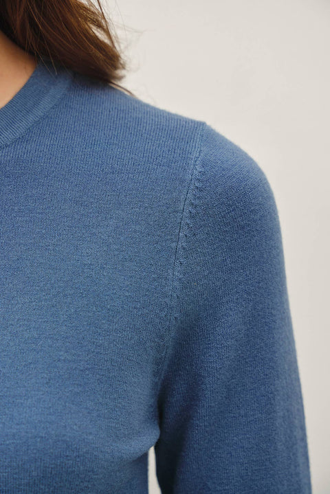 Crew Neck Light Weight Sweater: Teal Blue