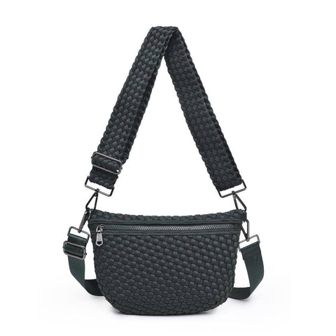 Sol and Selene-Ethereal - Woven Neoprene Crossbody: Olive-Pink Dot Styles