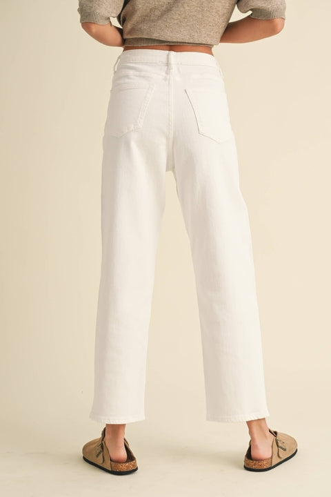 Tapered Cotton Pants: White
