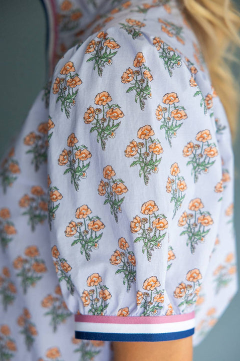 VOY-Blue Floral with Contrast Stripe-Pink Dot Styles