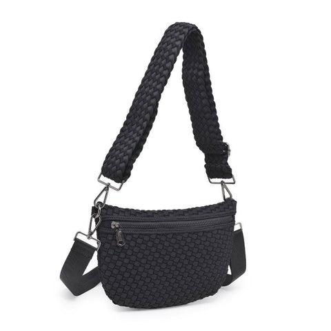 Sol and Selene-Ethereal - Woven Neoprene Crossbody: Cream-Pink Dot Styles