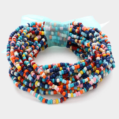 25PCS - Seed Beaded Stretch Bracelets
: Yellow