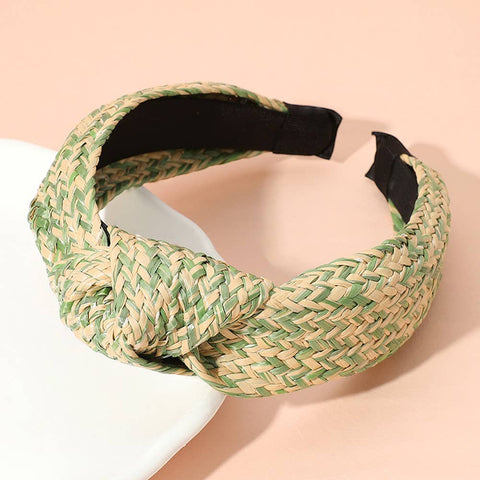 Raffia Weave Knot Headband: FUCHSIA