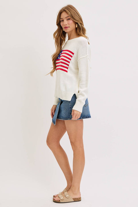 Sweet Lovely by Jen-American Flag Sweater-Pink Dot Styles