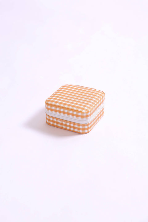 Gingham Travel Jewelry Case