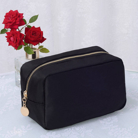 Emma Round Zippered Nylon Cosmetic Pouch Bag
