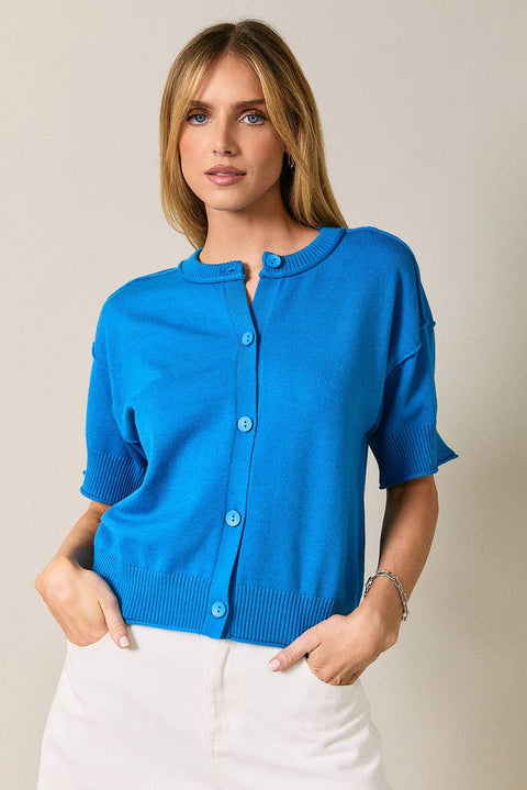 Cobalt Button Front Sweater Top