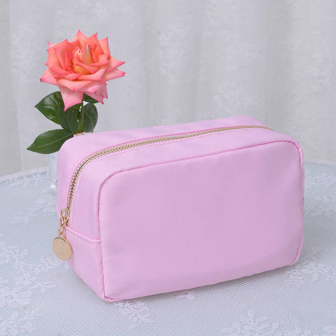 Emma Round Zippered Nylon Cosmetic Pouch Bag