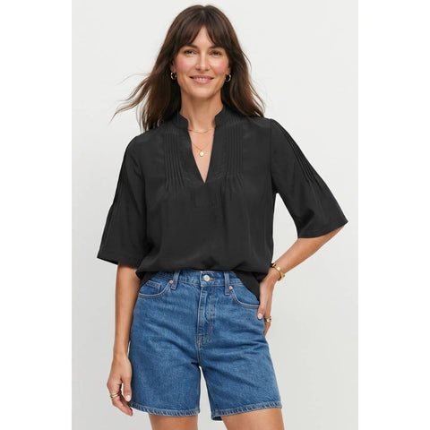 Navy Bell Sleeve Blouse