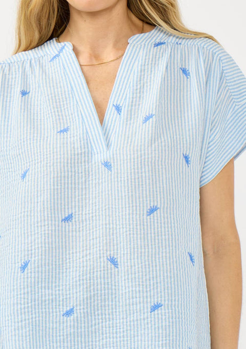 Blue Stripe Dolman Sleeve Top